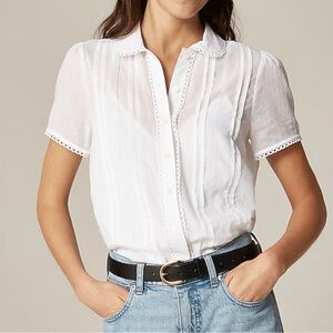 J Crew Button-up short-sleeve shirt in cotton voile